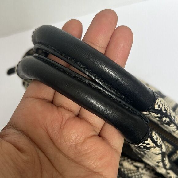 Kate Spade Small Black Cream Plaid Check Bow Plaid Purse Bag Double Handles - Picture 3 of 11